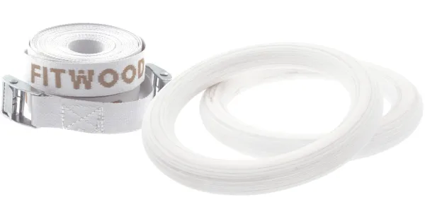 FitWood ULPU MINI Gymnastics Rings 28mm - White Finish / White Strap