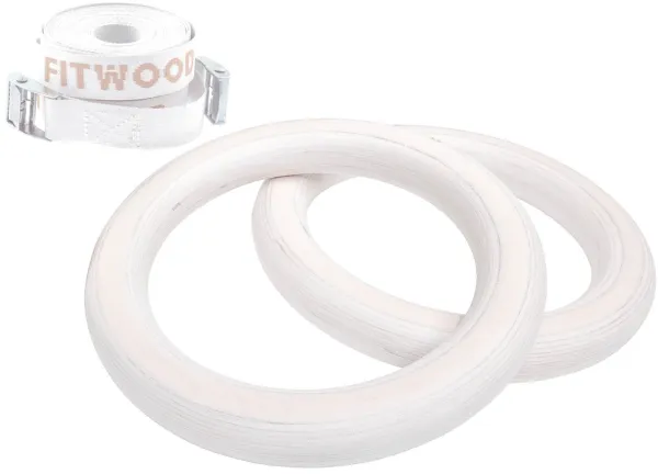 FitWood ULPU MINI Gymnastics Rings 25mm - Glazing surface / White Strap