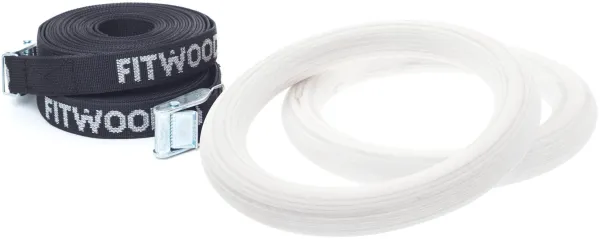 FitWood ULPU MINI Gymnastic Rings 28mm - White Surface / Black Strap
