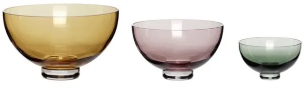 Hübsch Radiant Bowls Beige/Pink/Green Set of 3