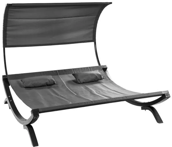 Double sun lounger with roof in larch wood